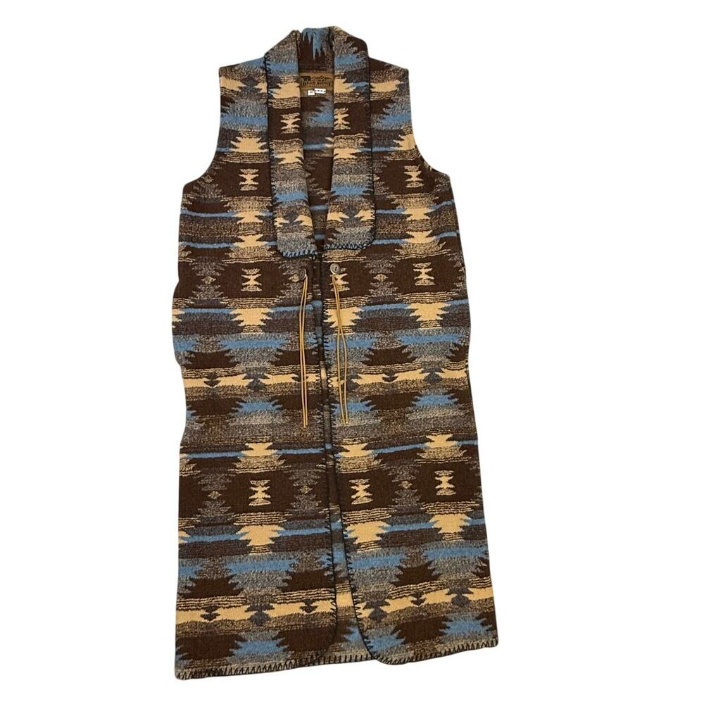 Bear Ridge Outfitters Vintage Duster Vest Jacket Medium USA Aztec Western 90s - Picture 8 of 10